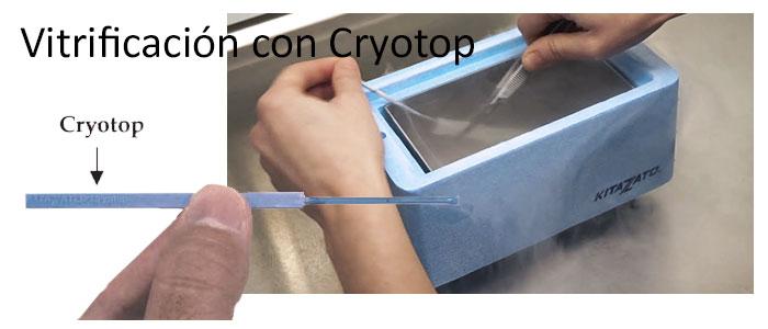 Uso de Cryotop en vitrificación